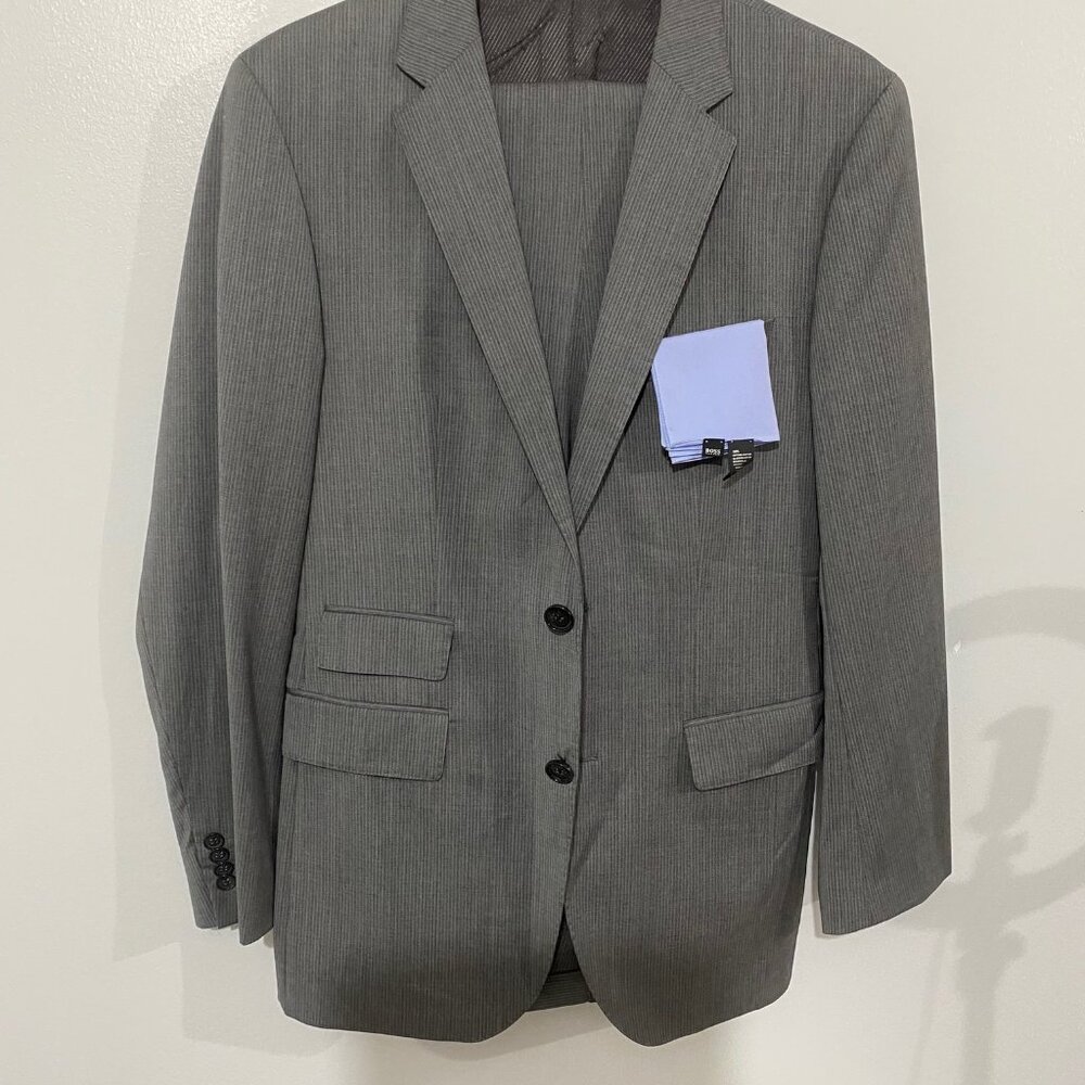 Like New Hugo Boss Suit Size 32 Gray with Stripes